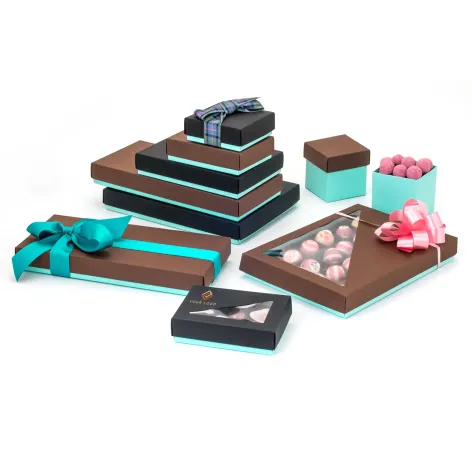 Cube Box Ribbed Brown Folding Lid - Pack of 25